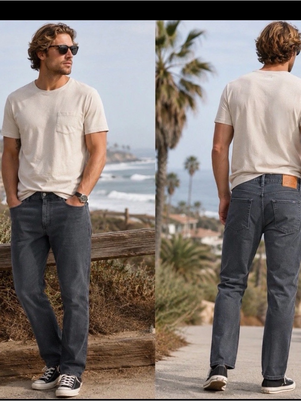 Faherty Men's Straight Jeans in Washed Charcoal 34/32 #1086CL